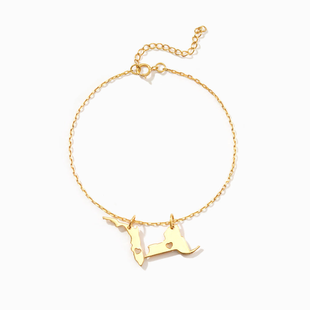 How Far Love Can Travel Personalized 2 State Bracelet