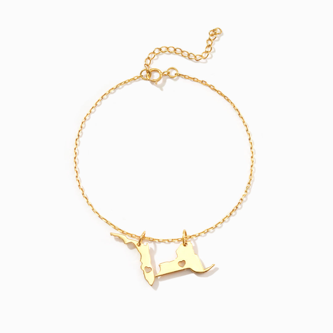 How Far Love Can Travel Personalized 2 State Bracelet