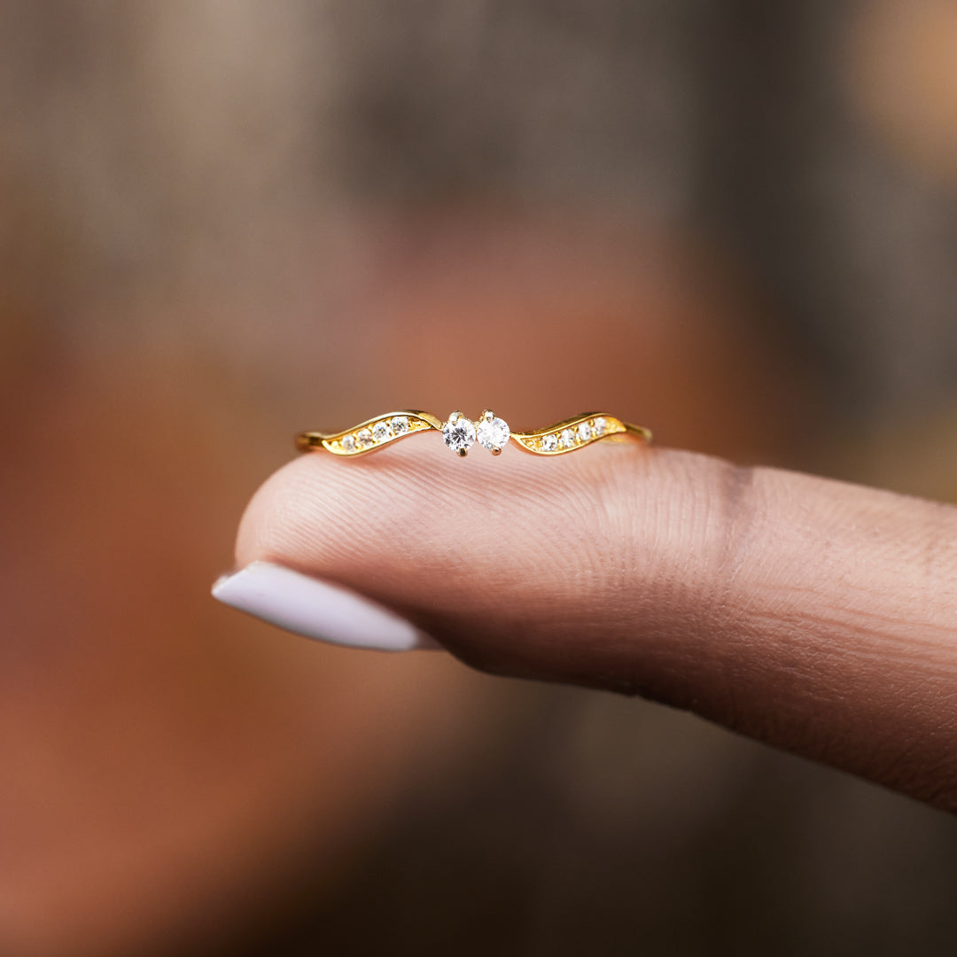 Sticking With You Double Stone Wavy Ring
