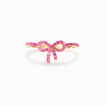 You Are Enough Pink Pavé Bow Ring