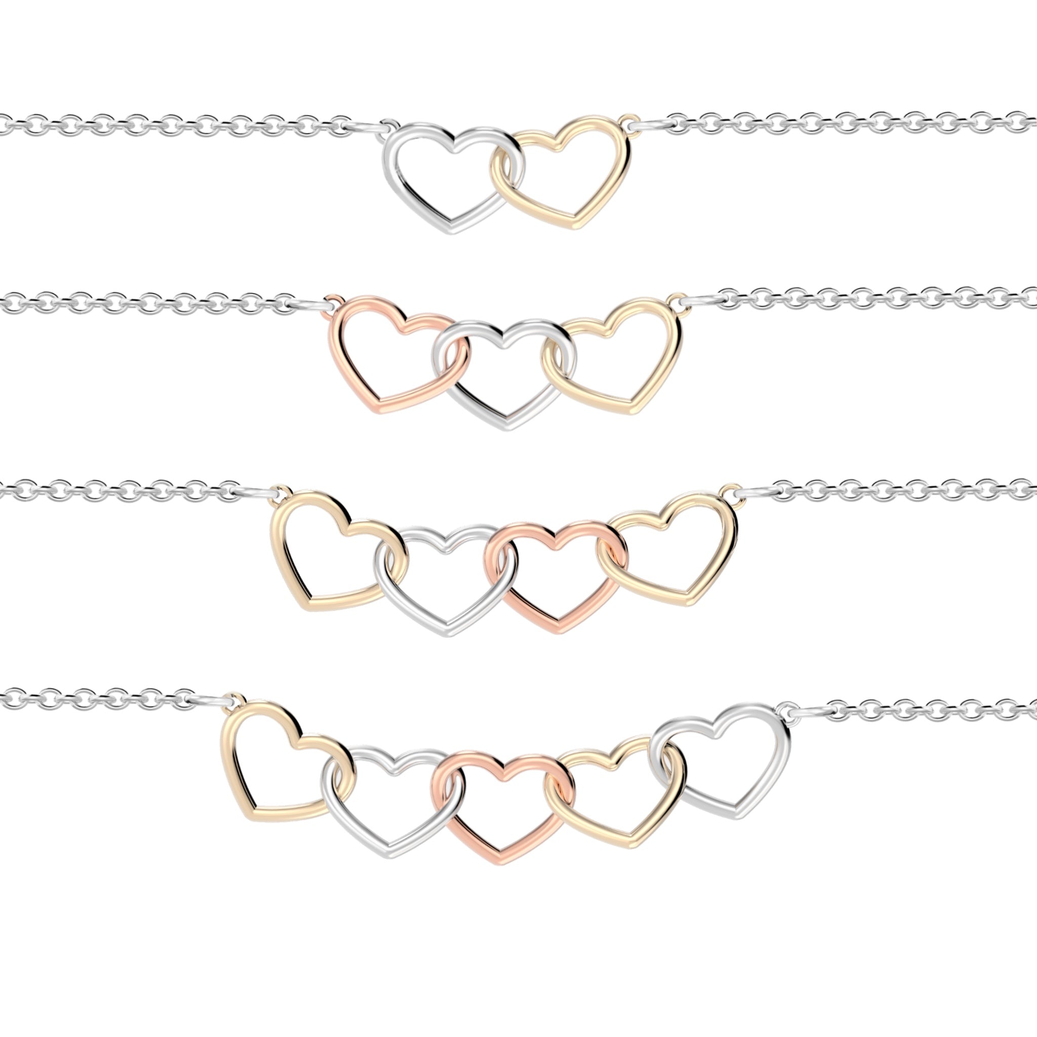 2-5 Best Friends Linking Hearts Bracelet