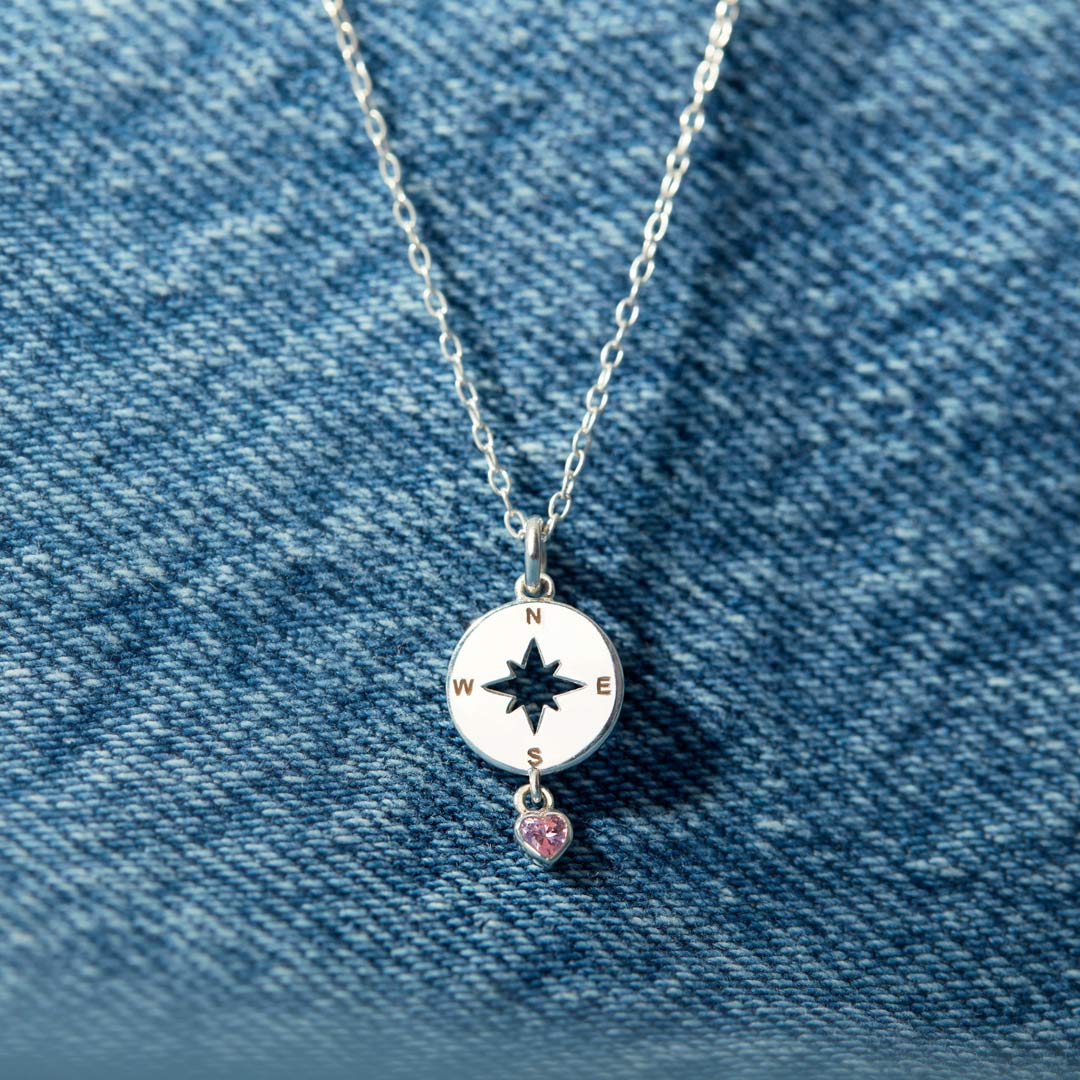Move Confidently Compass Heart Necklace