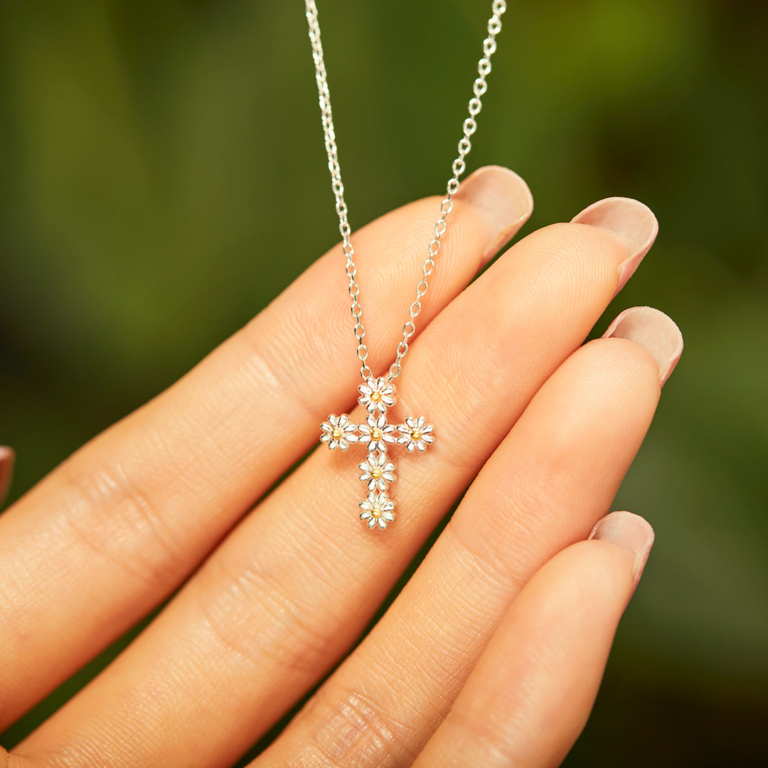 Mom You Are A Blessing Daisy Cross Necklace