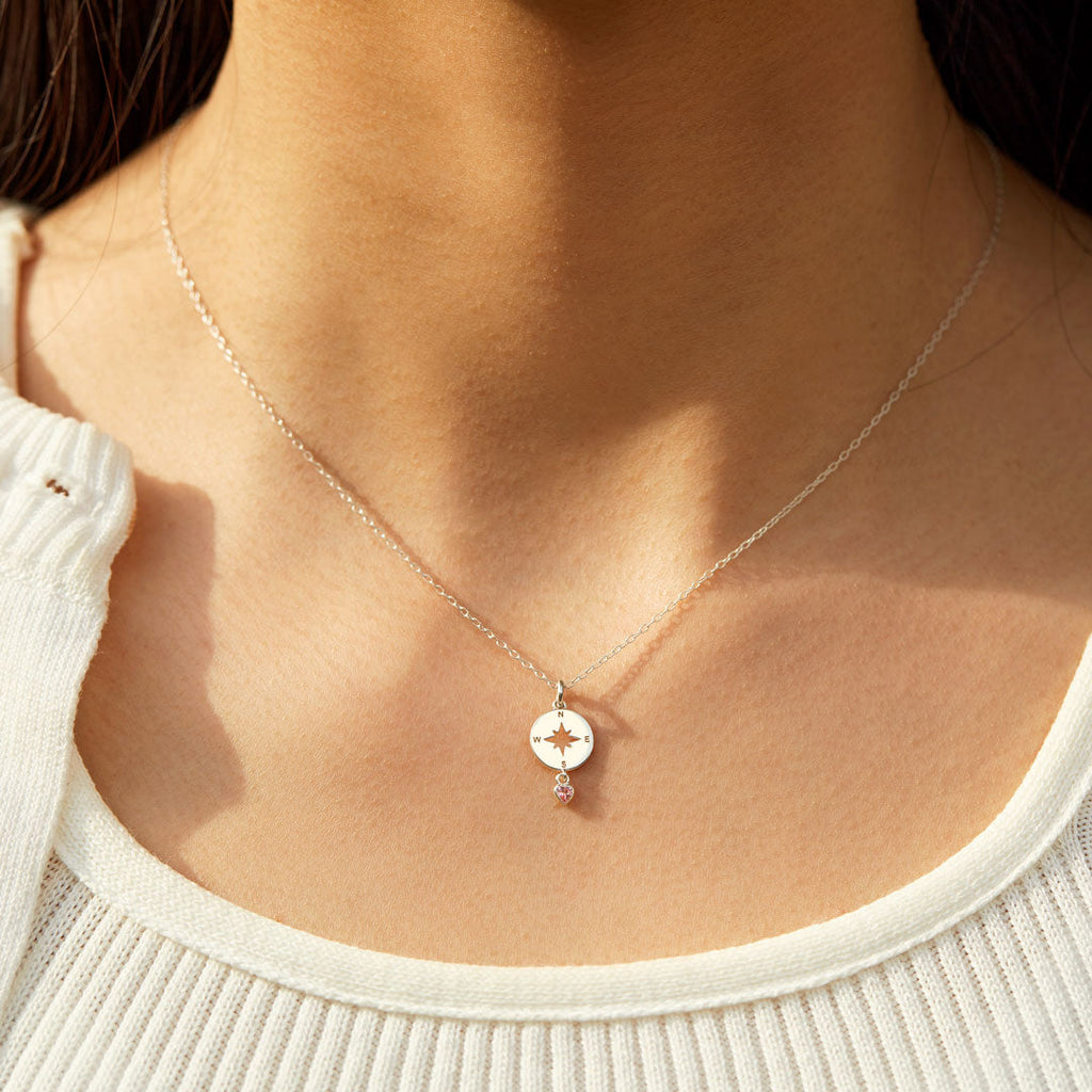 Move Confidently Compass Heart Necklace