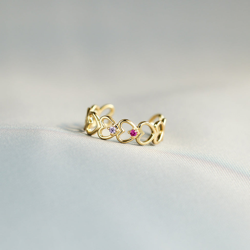 2-6 Birthstone Heart To Heart Ring Band
