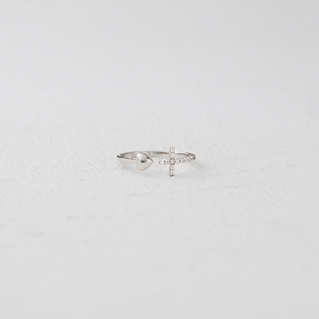 Cross & Heart Ring