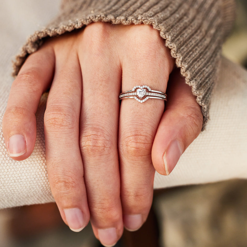 Mama & Daughter Layered Heart Ring