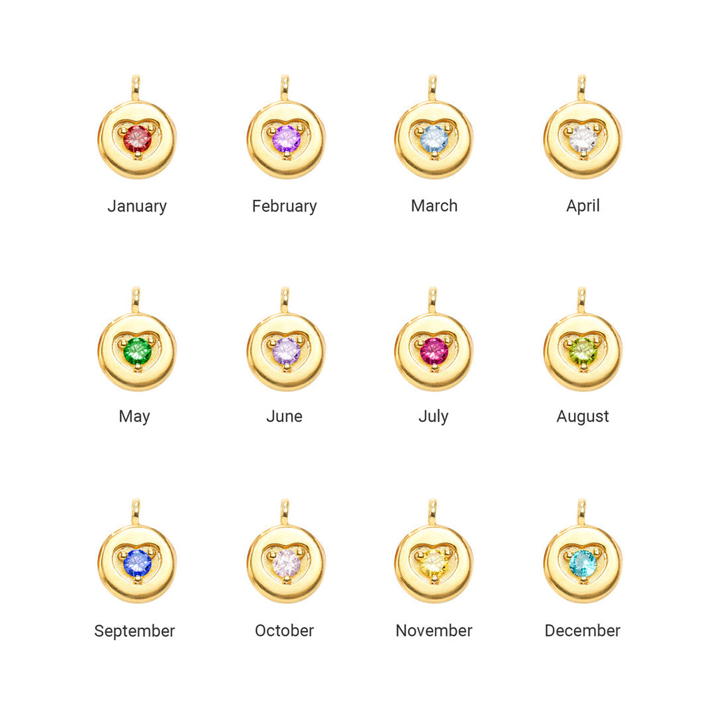 1-6 Birthstones Heart Charm Necklace