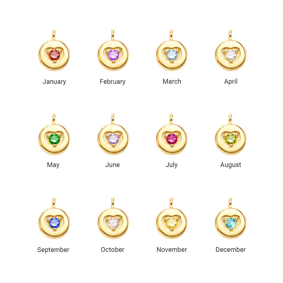 1-6 Birthstones Heart Charm Necklace