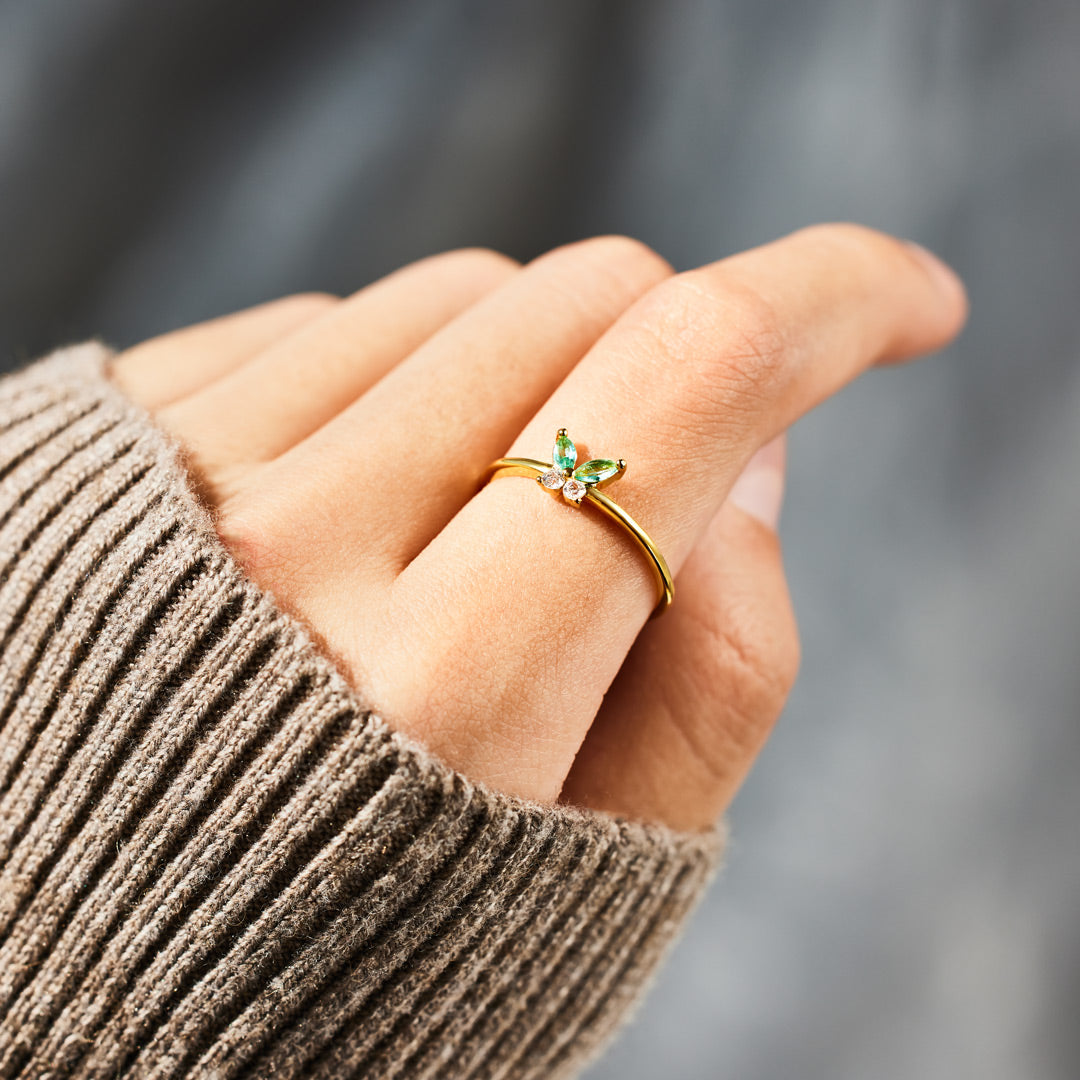 Emerald Butterfly Ring