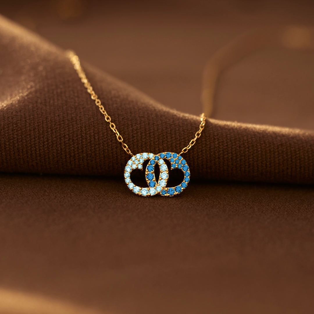 Best B♥tches Linking Hearts Circle Birthstone Necklace