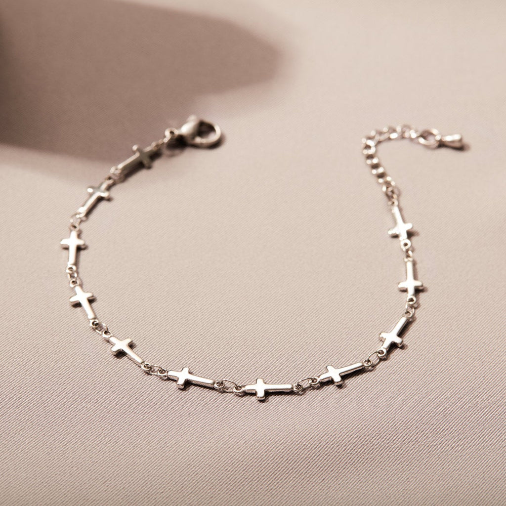 Be Strong & Courageous Tiny Cross Bracelet