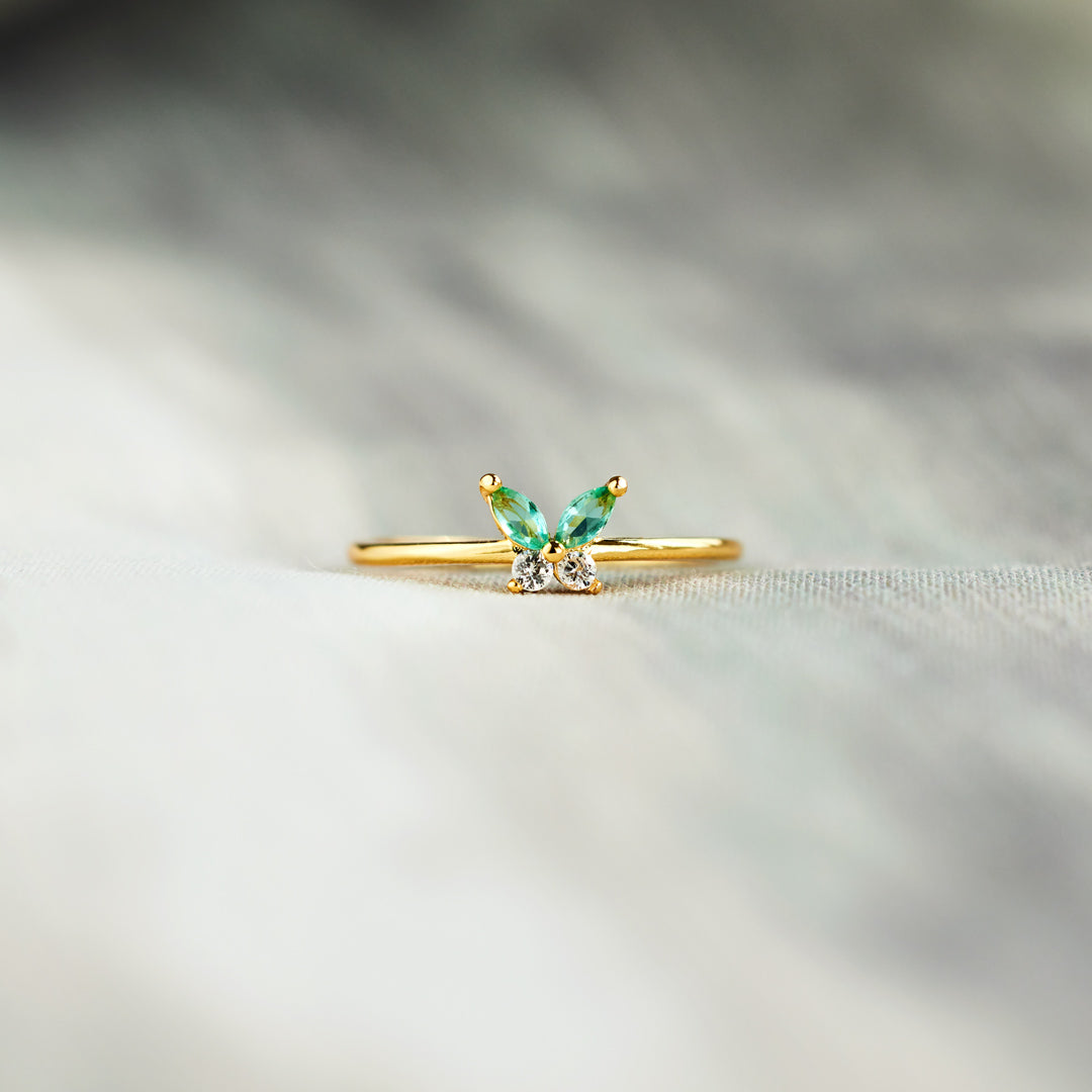 Emerald Butterfly Ring