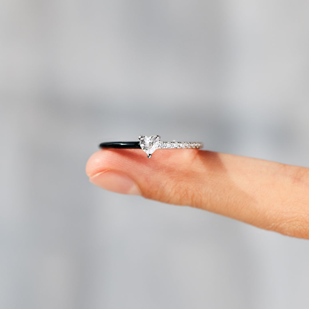 Like Mother Like Daughter Matching Half Enamel Heart-Cut Rings