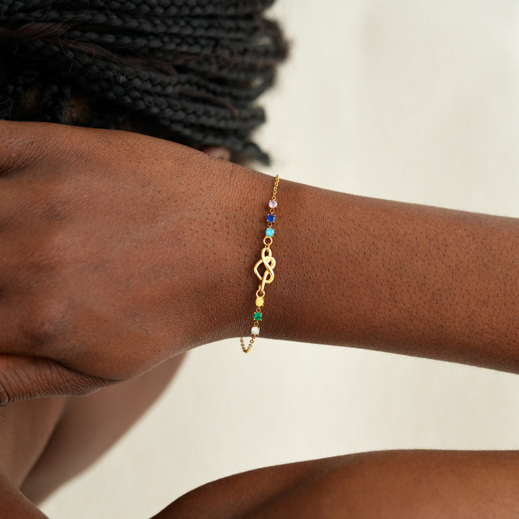 1-12 Birthstones Heart Knot Bracelet