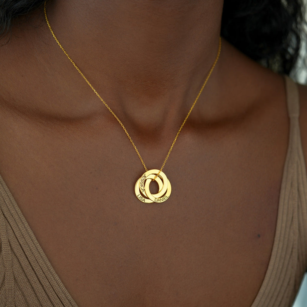 Custom Russian Ring Name Necklace, Personalized Gift for Mom/Wife