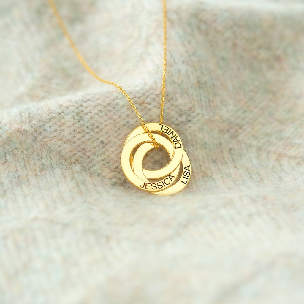 Custom Russian Ring Name Necklace, Personalized Gift for Mom/Wife