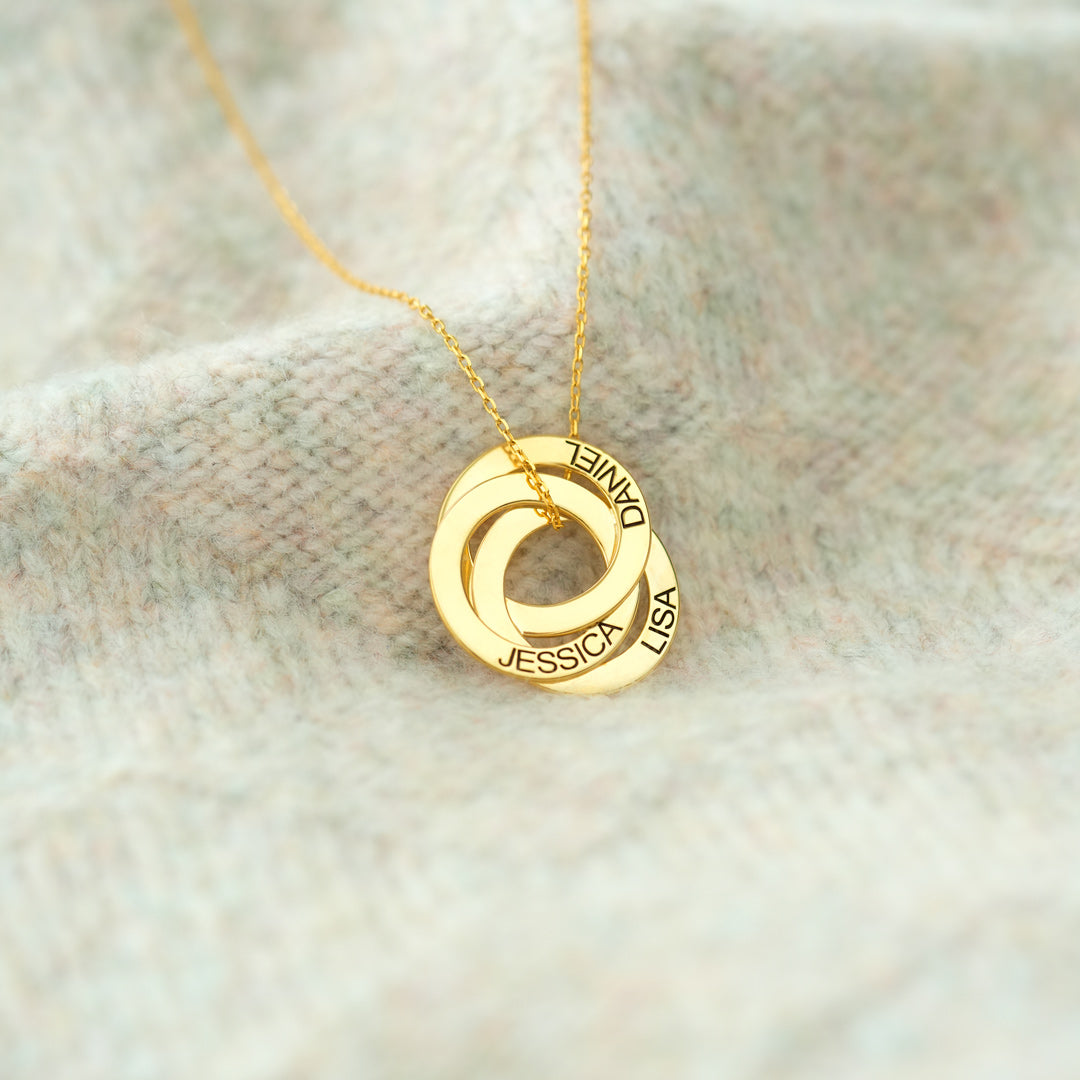 Custom Russian Ring Name Necklace, Personalized Gift for Mom/Wife