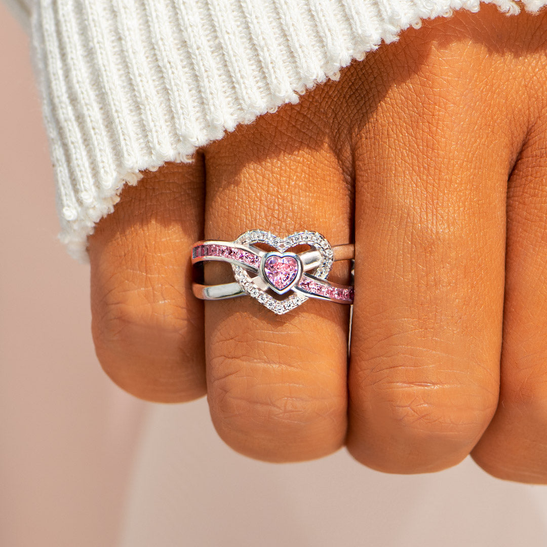 Mom & Daughter Infinity Heart Within Heart Ring