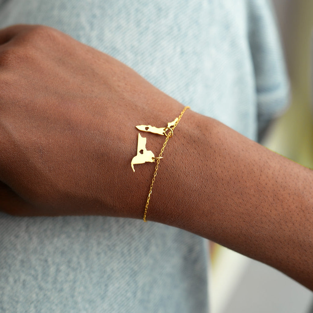 How Far Love Can Travel Personalized 2 State Bracelet