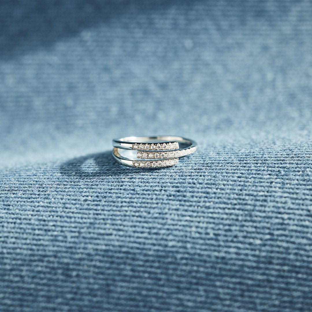 Our Paths Have Met For A Reason Triple Parallel Pavé Ring
