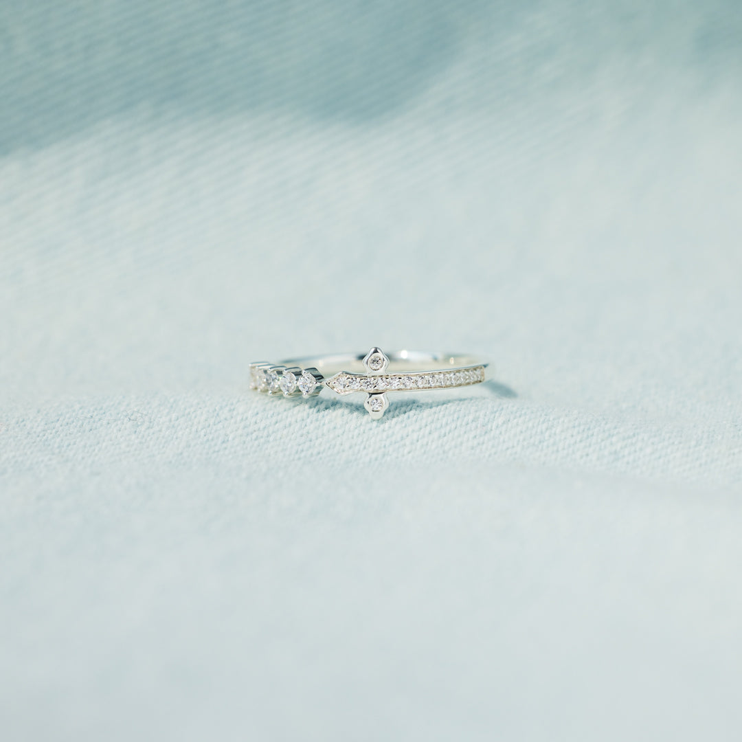 Remember God Is In Control Pavé Sideways Cross Ring