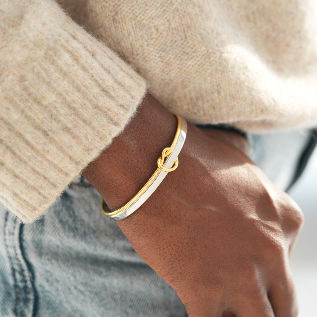 Tied By Angel's Hands Heart Knot Bangle