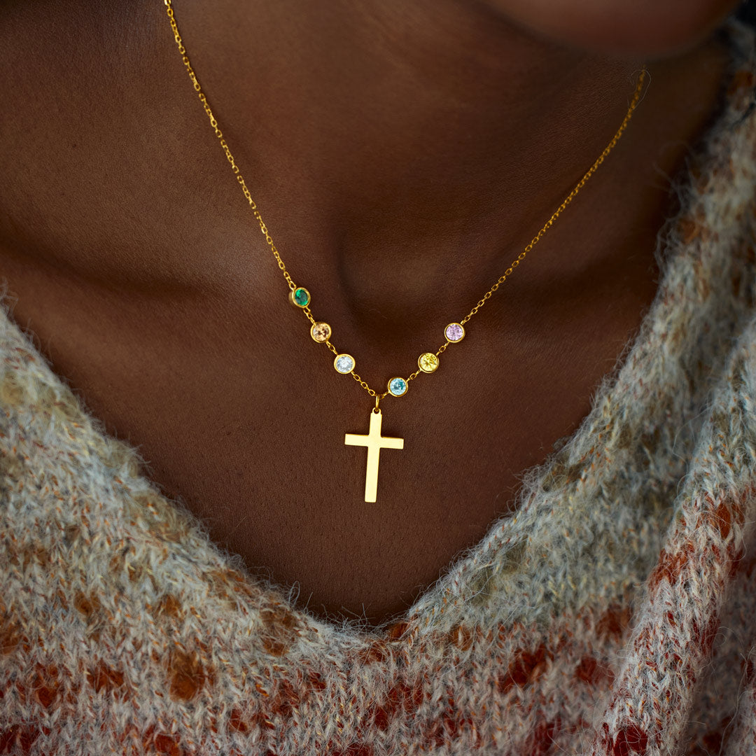 1-6 Birthstone Cross Necklace