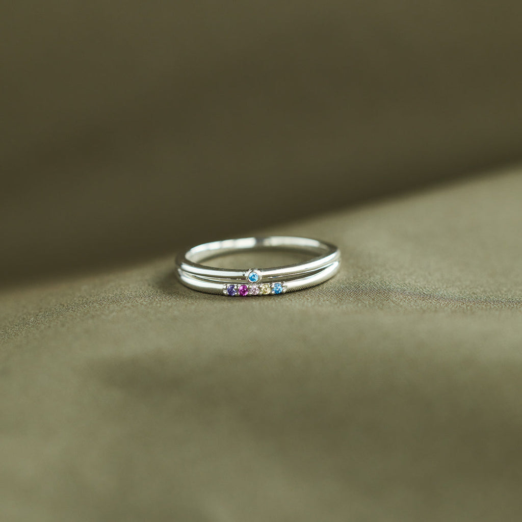 2-9 Birthstones Double Row Ring
