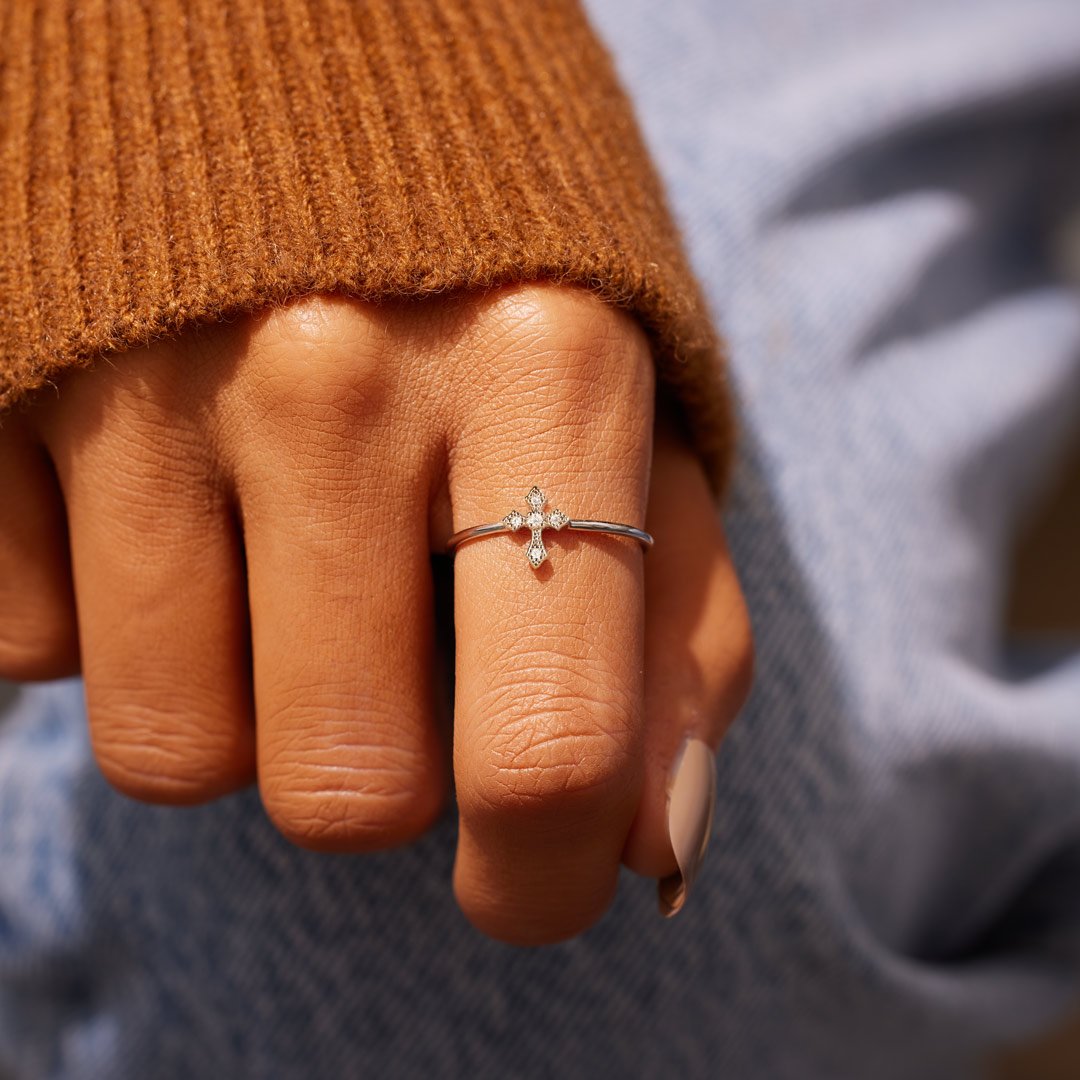 For Daughter Pray On It Minimalist Cross Ring
