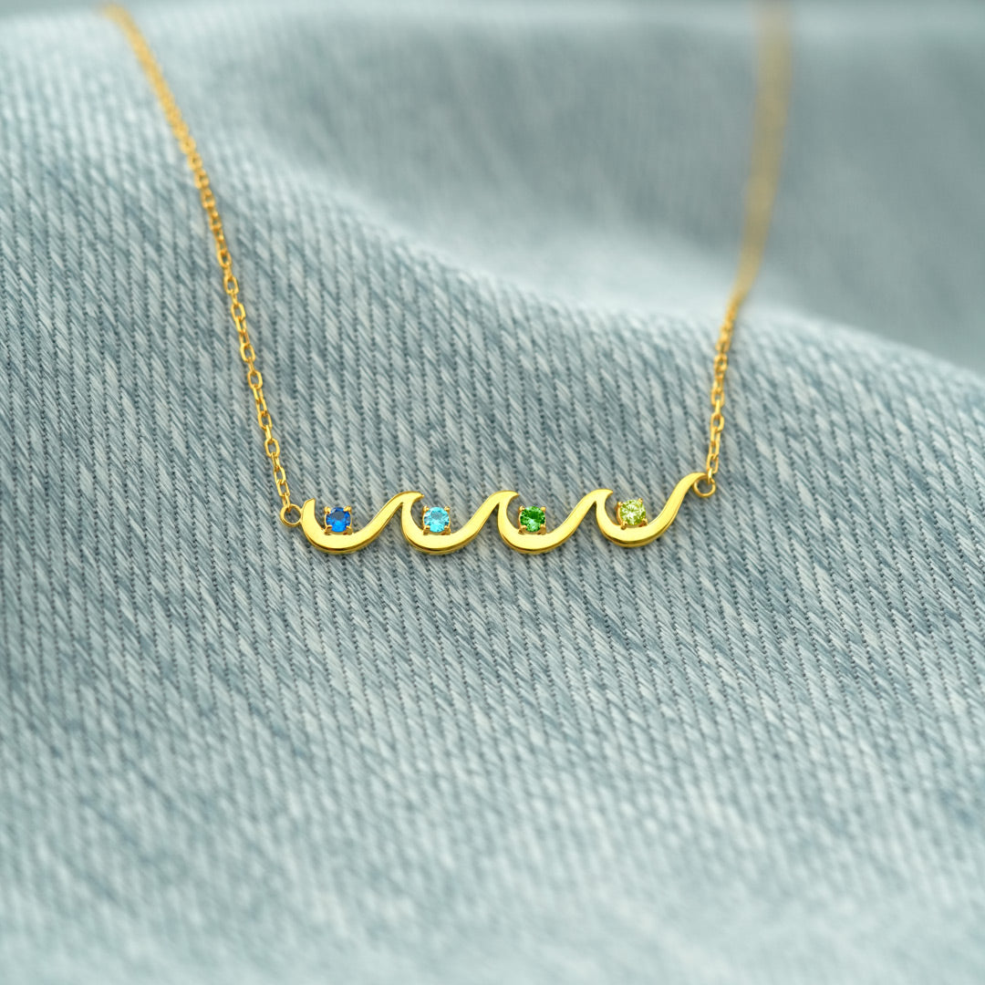 1-6 Birthstones Wave Necklace