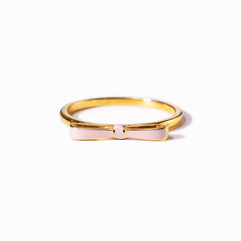 Pink Enamel Bow Ring-Gifts For Girls, Rings For Women