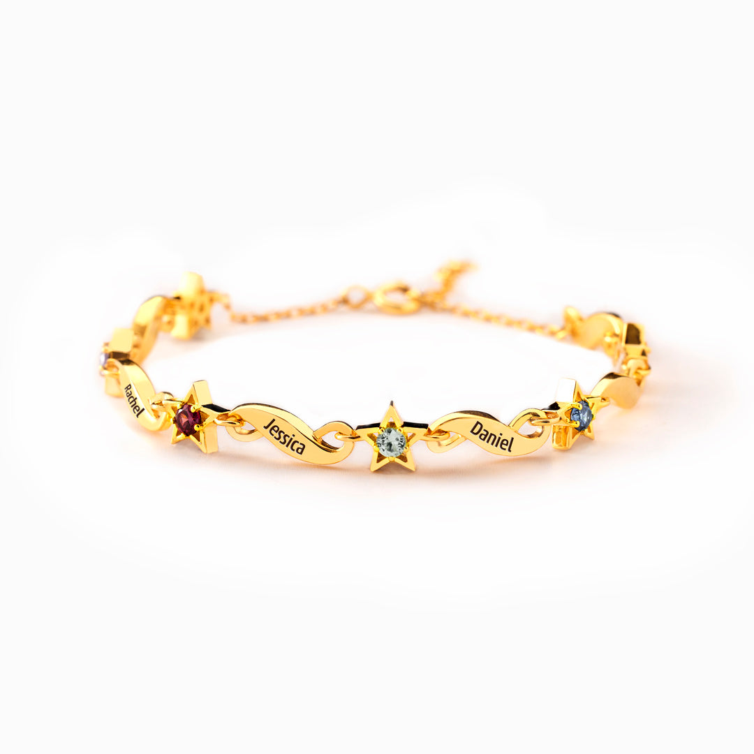 Infinity & Star 1-6 Birthstone Bracelet