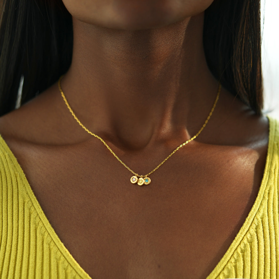 1-6 Birthstones Heart Charm Necklace