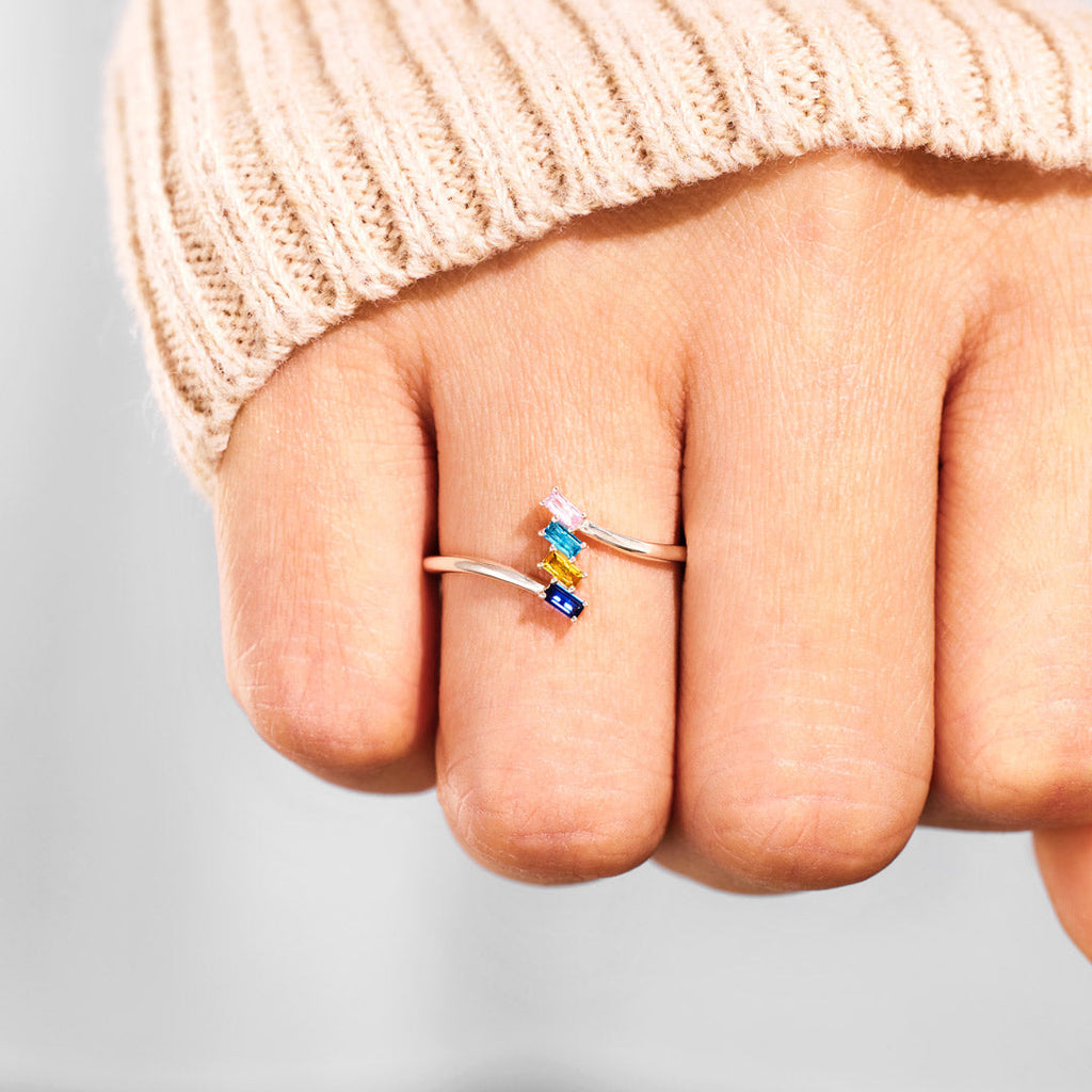 1-5 Birthstones Baguette Cut Ring