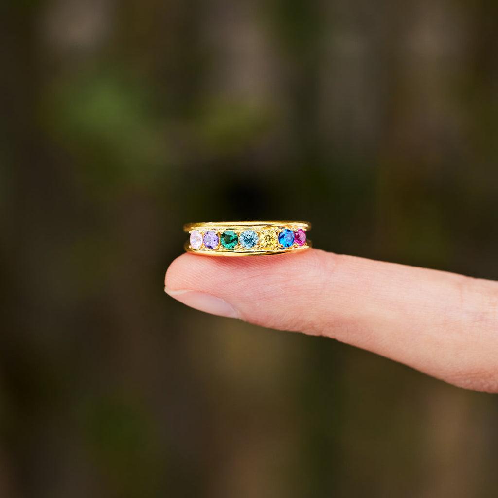 1-8 Birthstones Two Row Ring