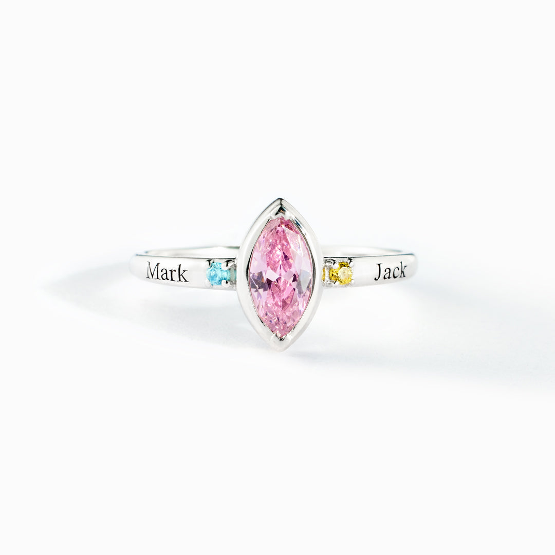 1-8 Names & Birthstones Marquise Ring