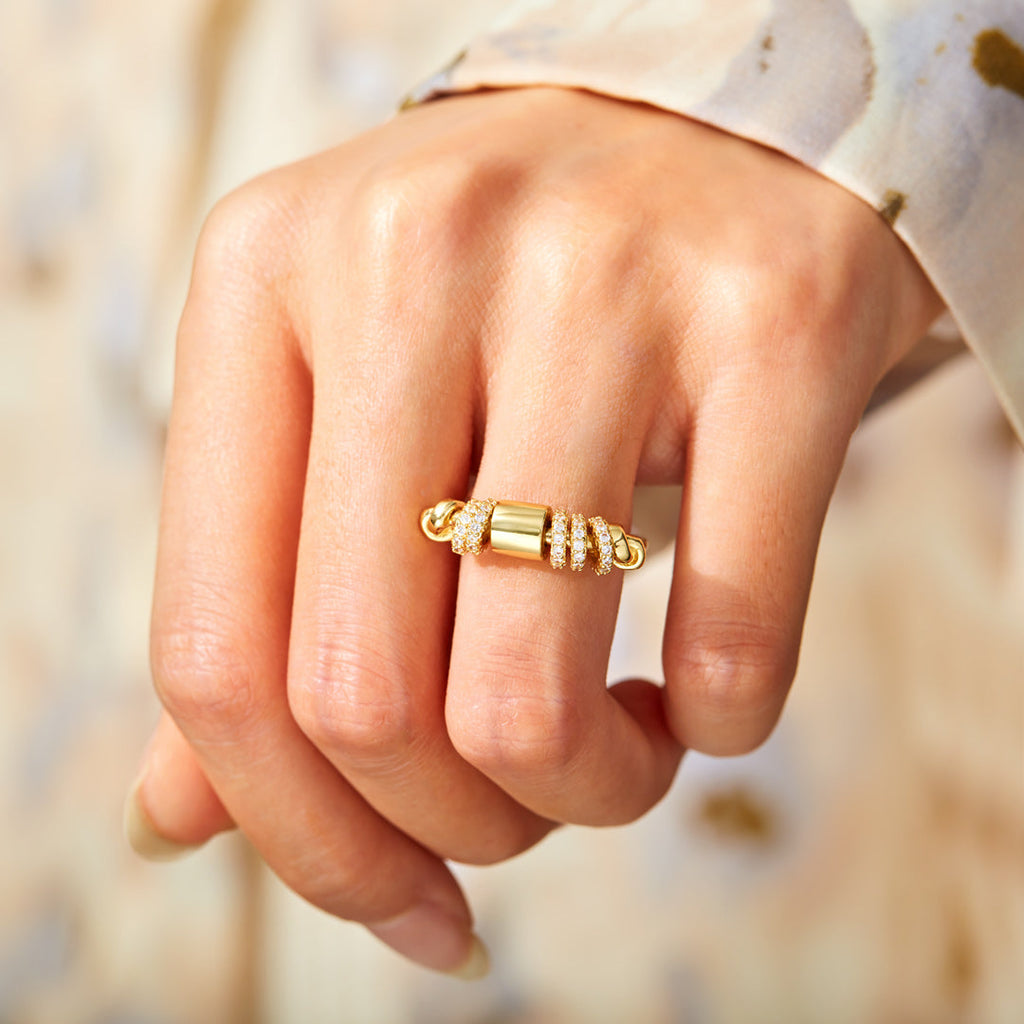 Anti Axiety Fidget Ring With Ziconia Spinners