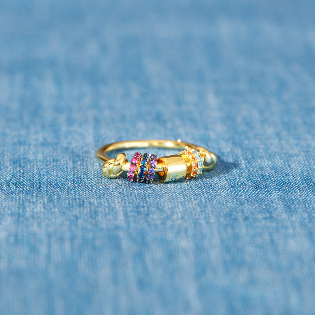 Anti Axiety Fidget Ring With Ziconia Spinners