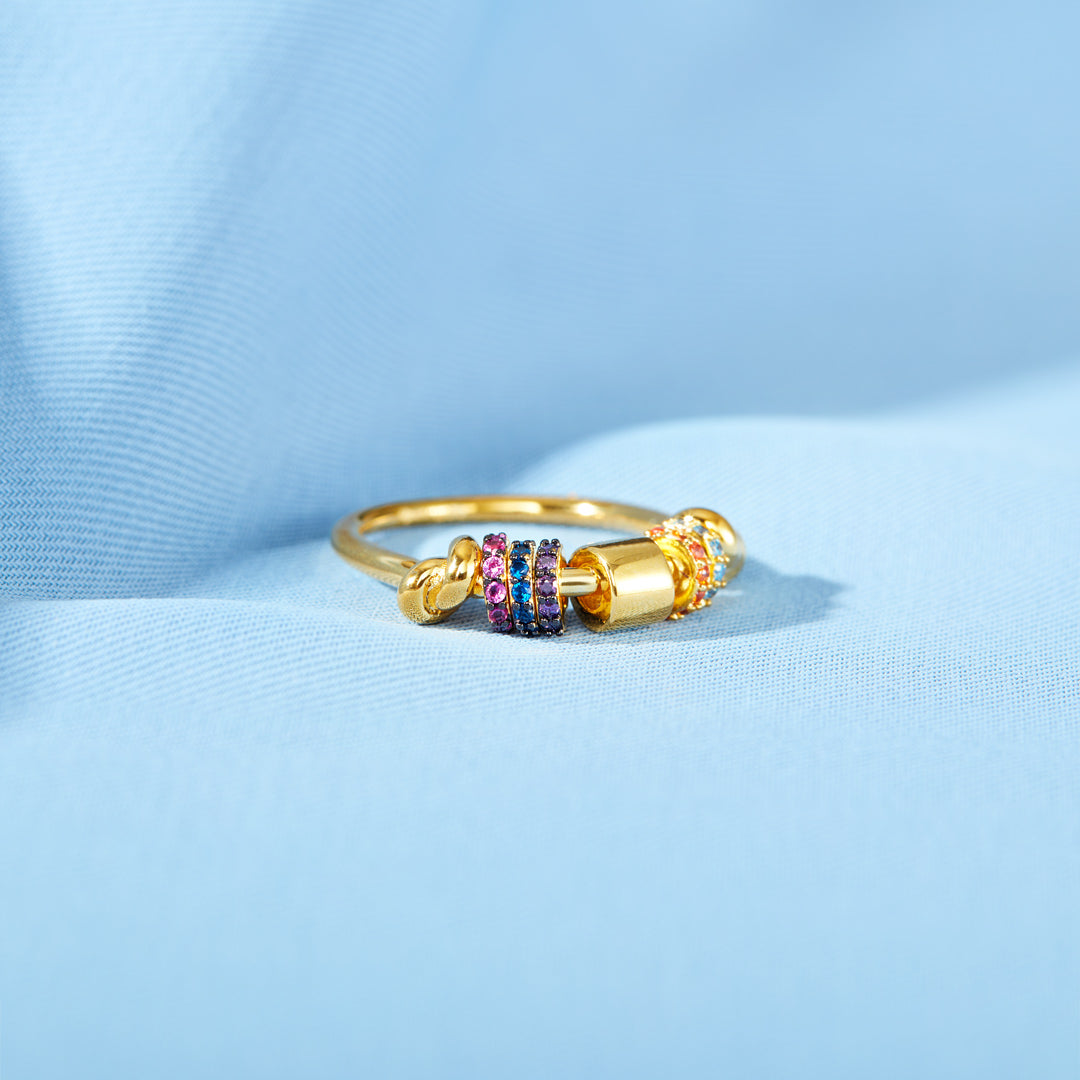 Anti Axiety Fidget Ring With Ziconia Spinners