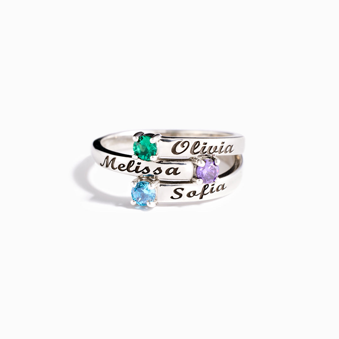 1-4 Names&Birthstones Wrap Ring