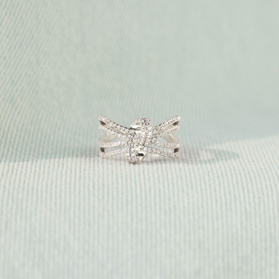Too Tangled To Be Taken Apart Pavé Knot Ring