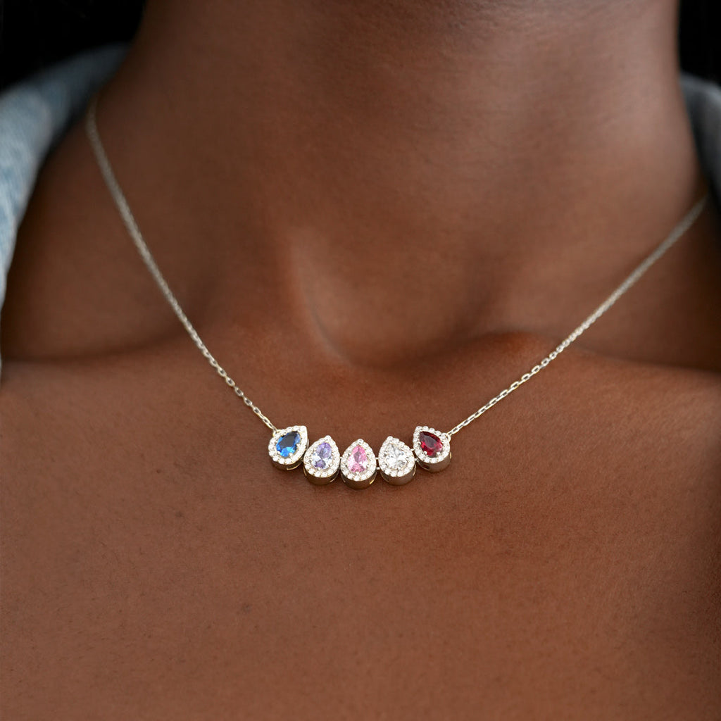 Customized 1-14 Purest Love Birthstone Necklace, Gift for Grandmother