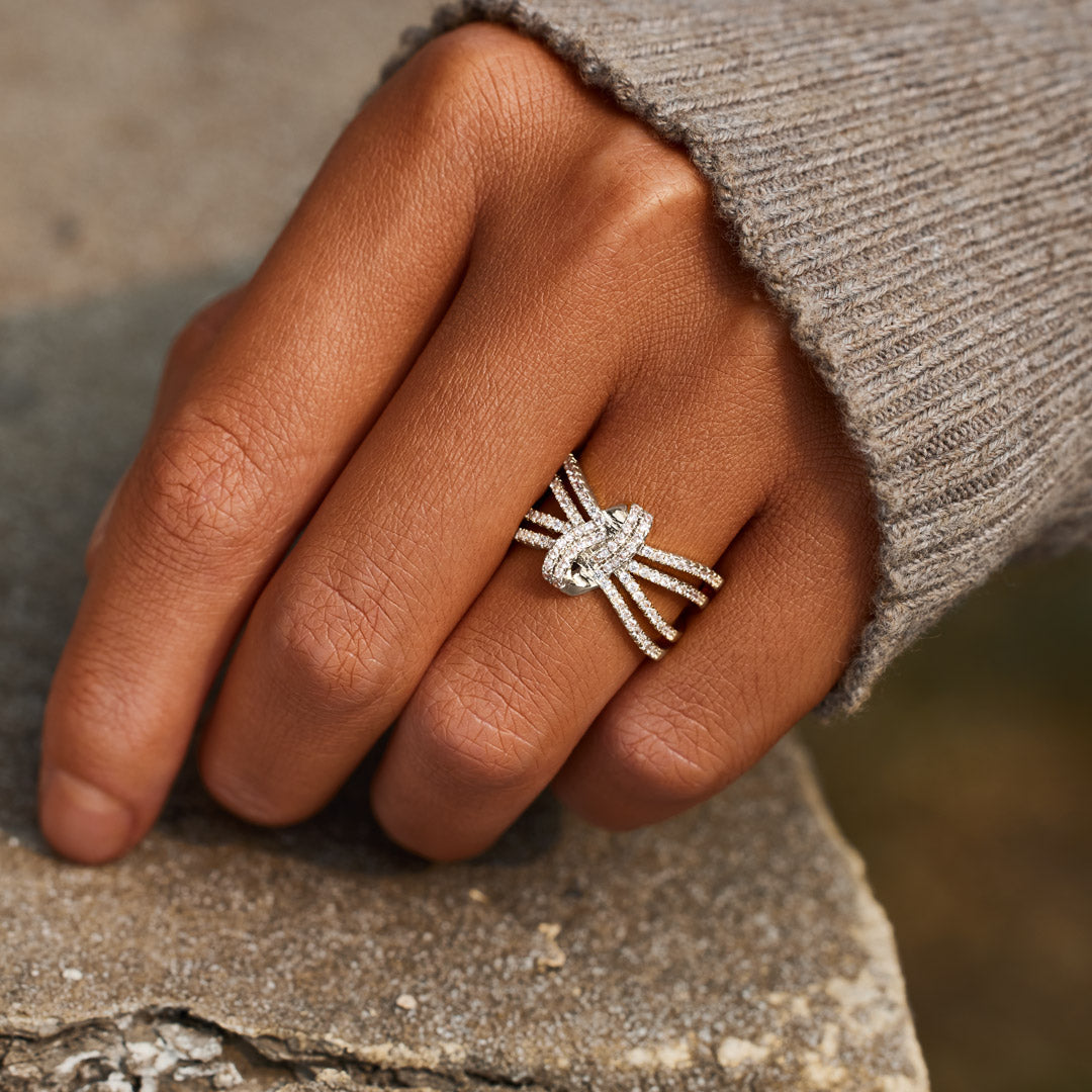 Too Tangled To Be Taken Apart Pavé Knot Ring