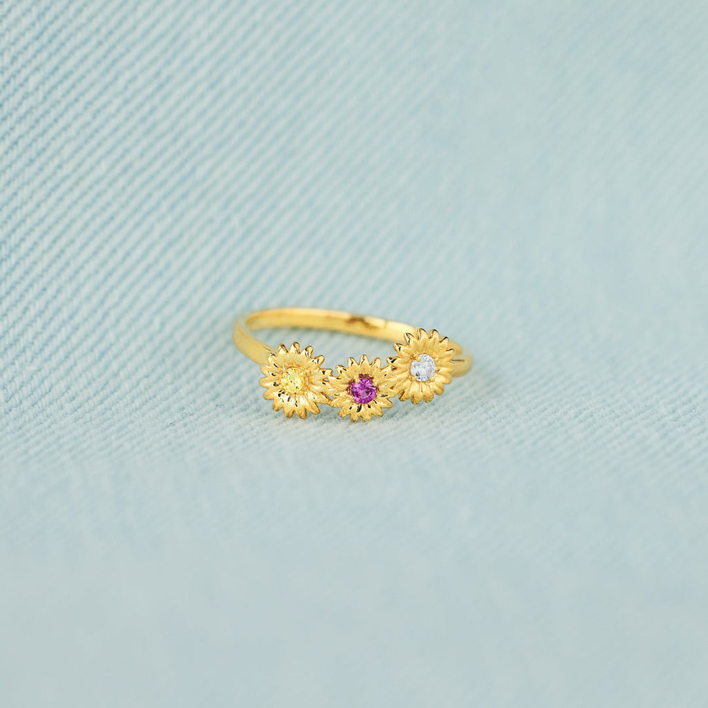 2-6 Birthstones Sunflower Ring