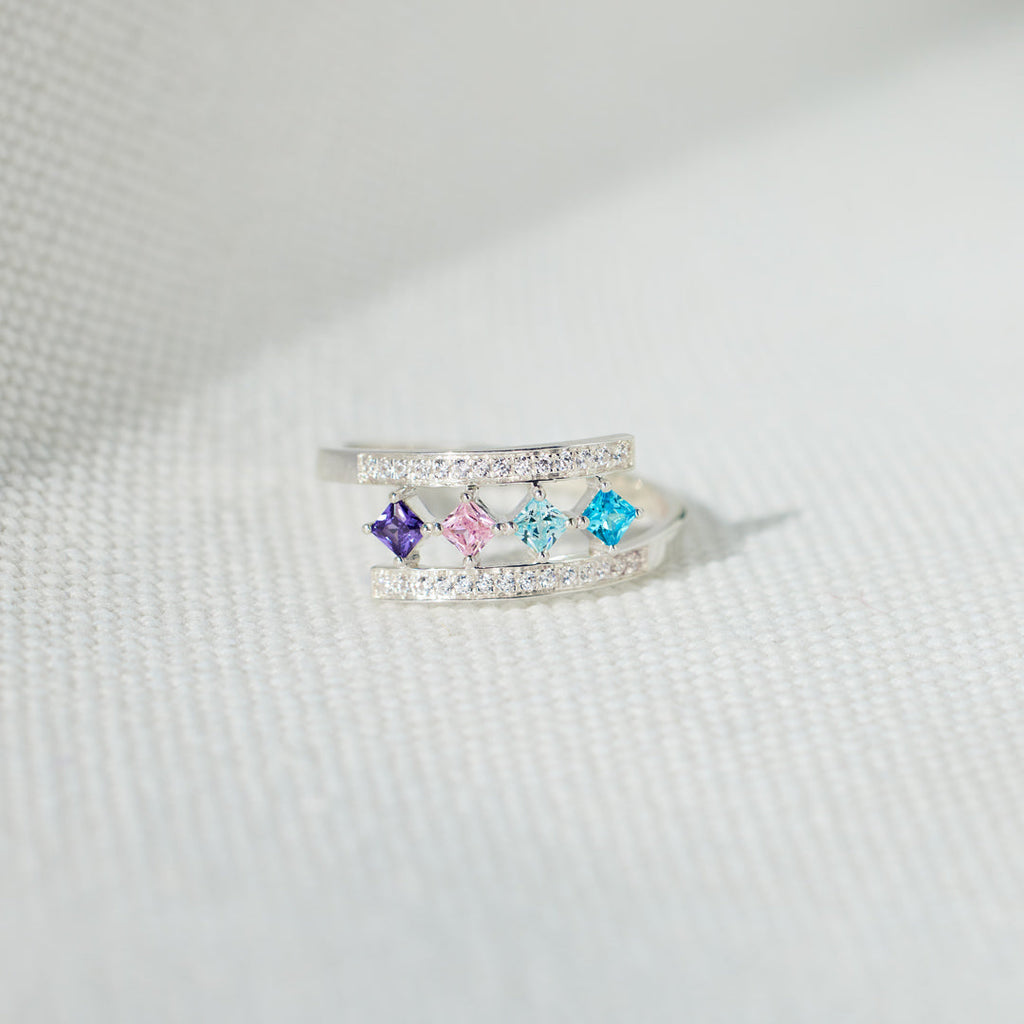 1-8 Princess-Cut Birthstones Wrap Ring