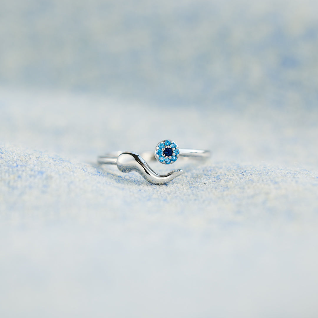 Storyjewellery Evil Eye Ring, Italian Horn Ring