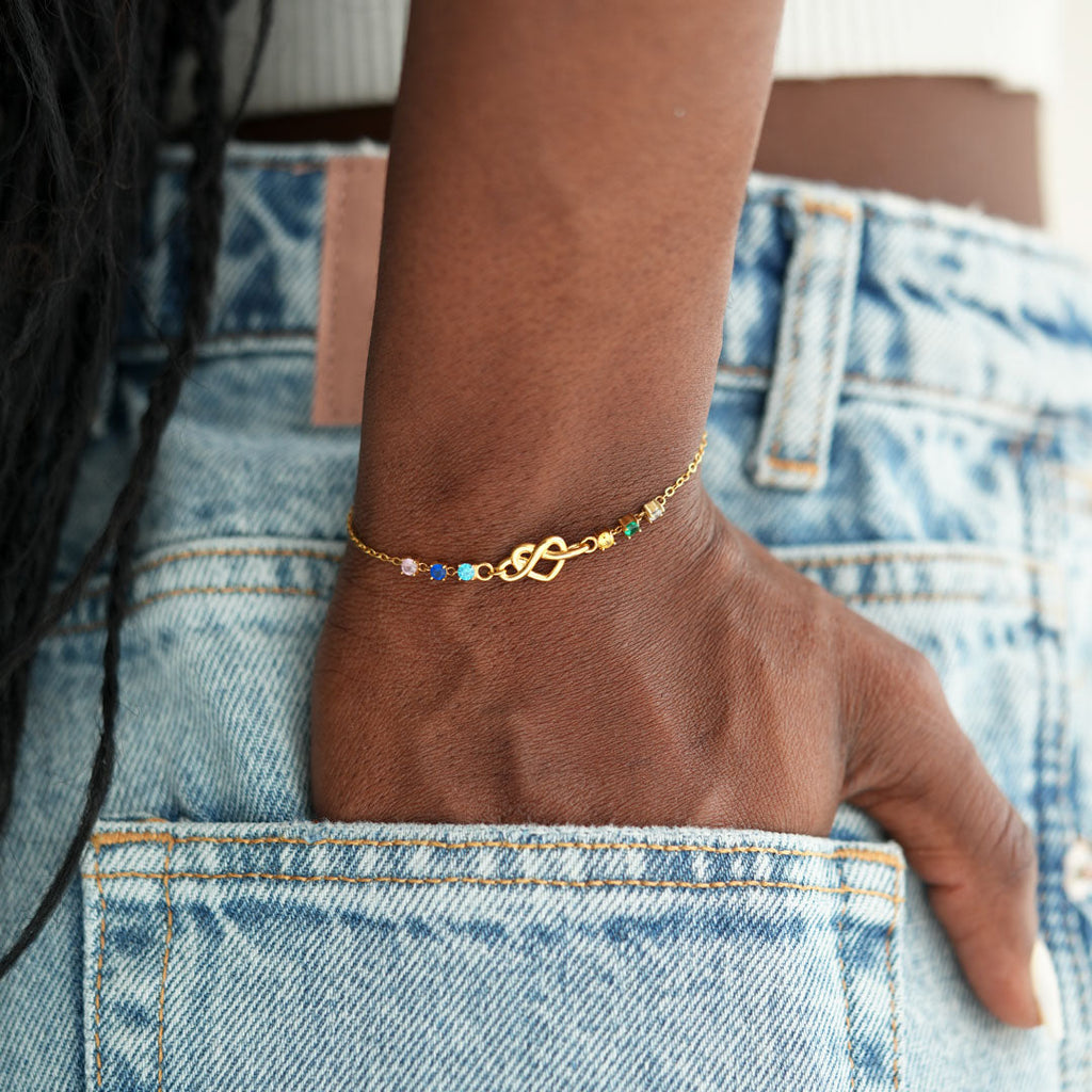 1-12 Birthstones Heart Knot Bracelet