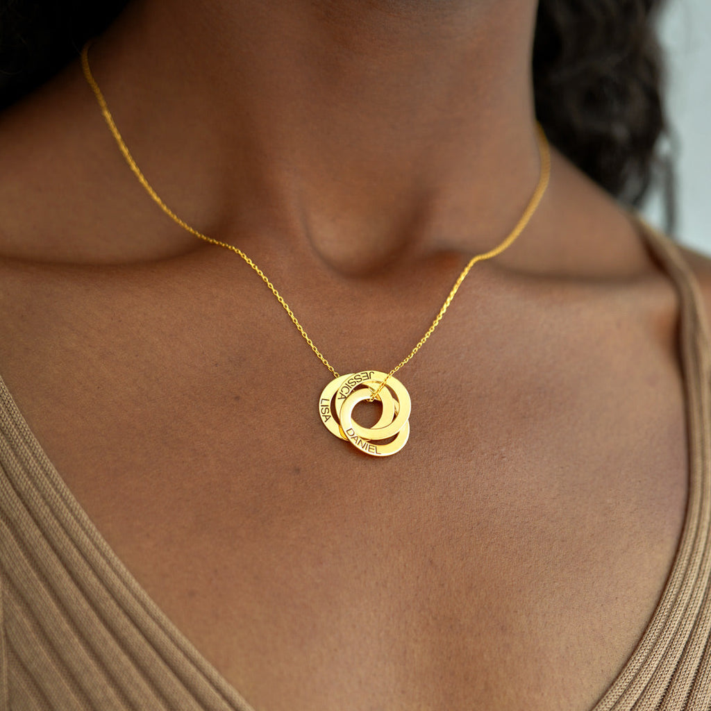Custom Russian Ring Name Necklace, Personalized Gift for Mom/Wife