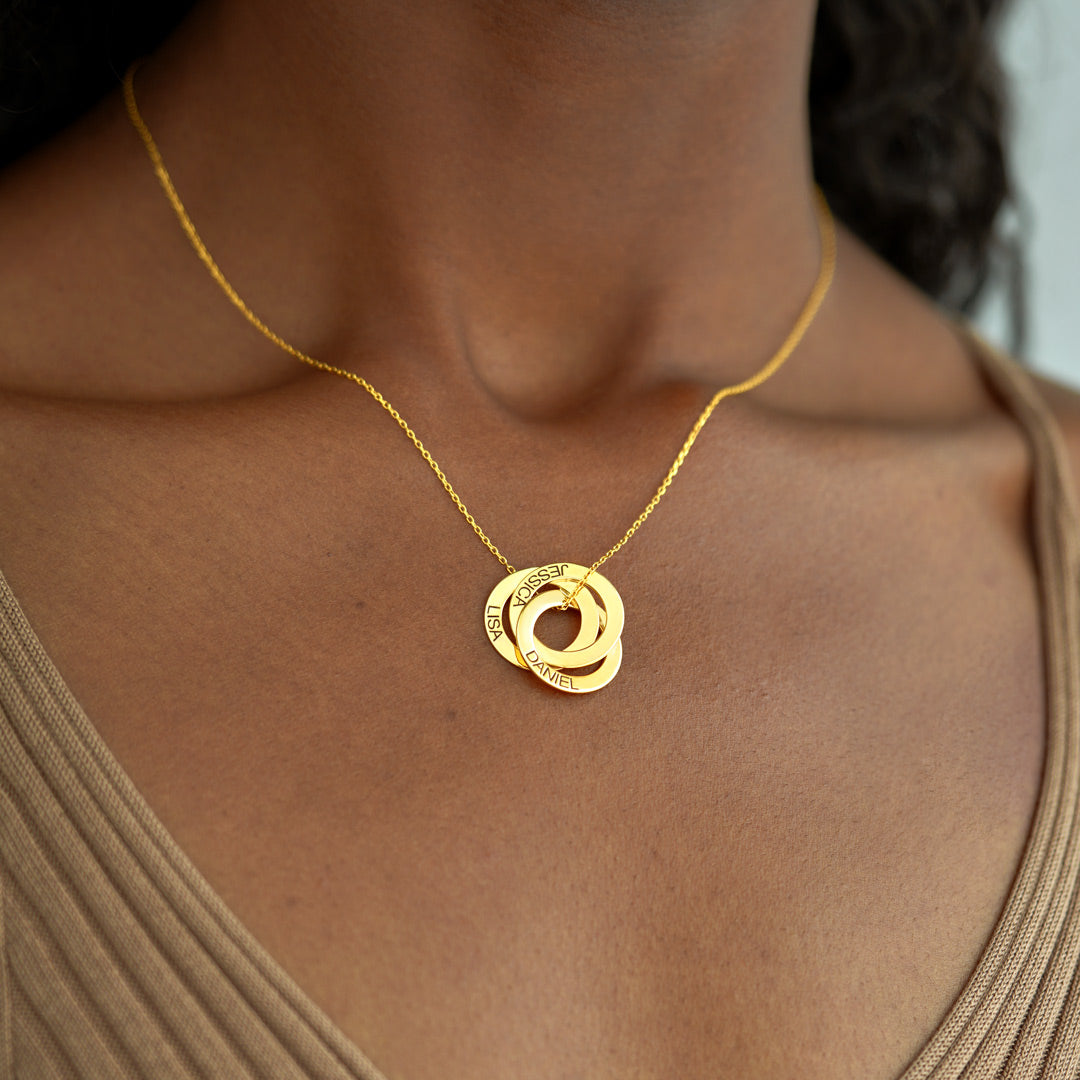 Custom Russian Ring Name Necklace, Personalized Gift for Mom/Wife
